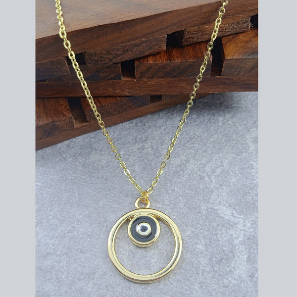 Round Evil Eye Brass Blue Enamel Pendant Chain Necklace For Women Secondary image