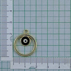 Round Evil Eye Brass Black Enamel Pendant Centre Pcs For Women Bulk