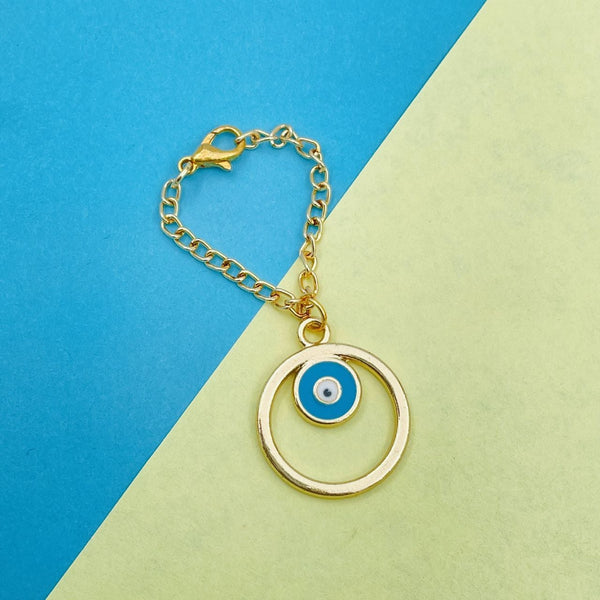 Alloy Enamel Round Evil Eye Watch Charm For Women Blue Bulk Main image