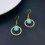 Round Evil Eye Light Blue Enamel Gold Drop Dangler Earring Pair Bulk
