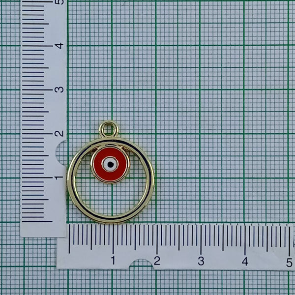 Round Evil Eye Brass Red Enamel Pendant Centre Pcs For Women Bulk Secondary image