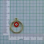 Round Evil Eye Brass Red Enamel Pendant Centre Pcs For Women Bulk