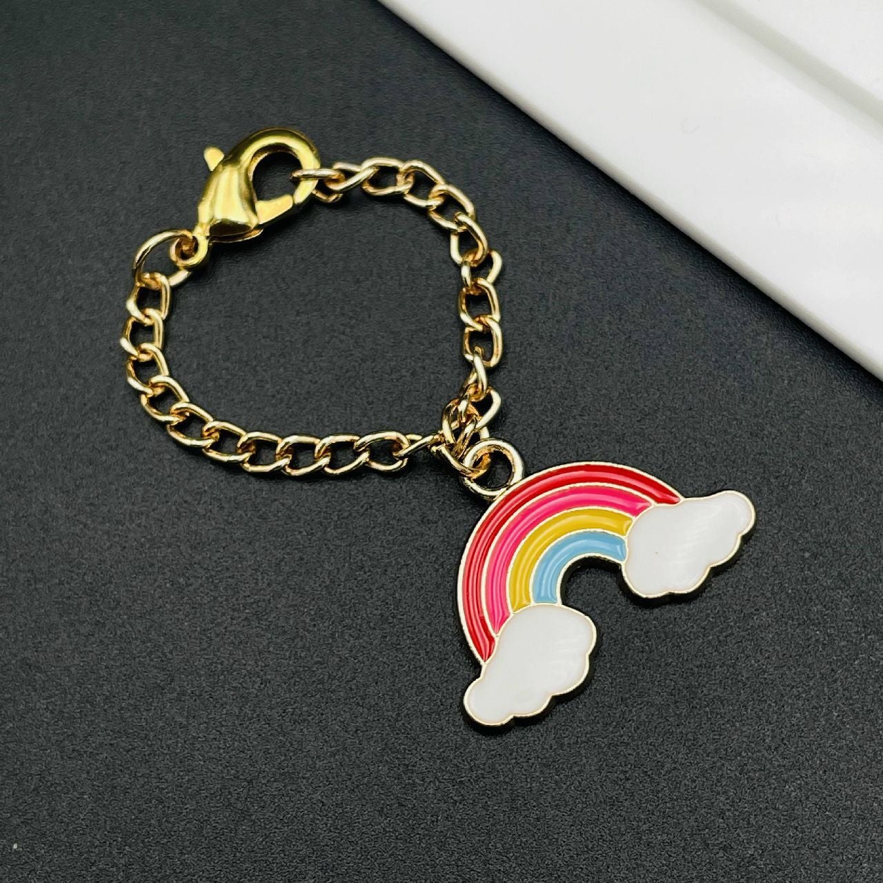 Rainbow Brass Gold Enamel Link Chain Watch Charm Chain For Women Bulk