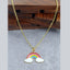 Rainbow Cloud Brass Gold Enamel Pendant Chain Necklace Women Bulk