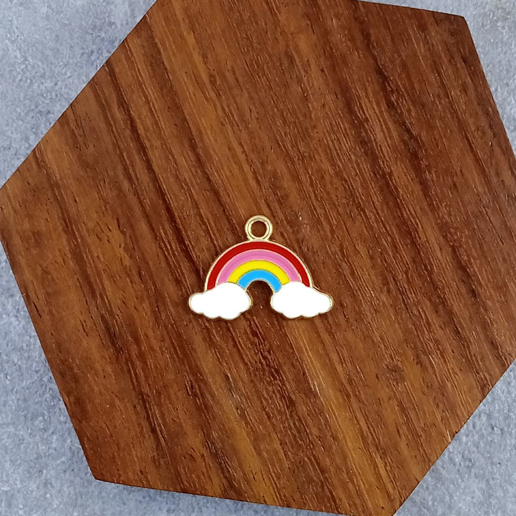 Rainbow Cloud Brass Gold Enamel Pendant Centre Pcs For Women Bulk