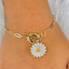 Daisy Flower White Yellow Gold Charms Chain Link Bracelet Girls Bulk