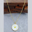 Daisy Flower Brass White Gold Enamel Pendant Chain Necklace Women