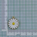 Daisy Flower Brass White Gold Enamel Pendant Center Pcs For Women