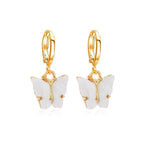 Copper Butterfly Gold White Hoop Stud Earring Pair For Women Bulk
