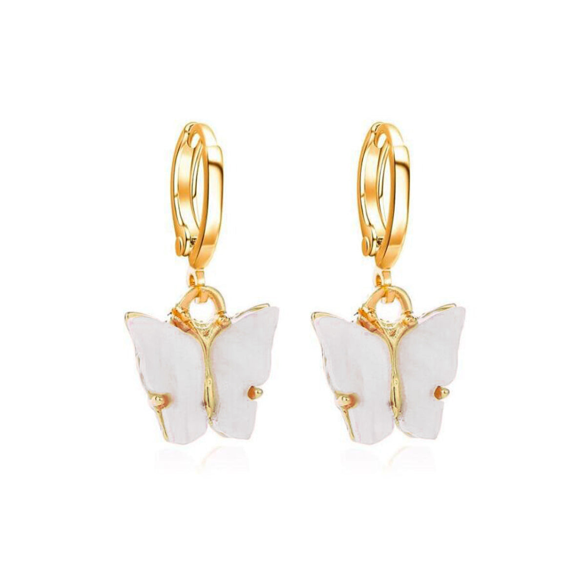 Copper Butterfly Gold White Hoop Stud Earring Pair For Women Bulk