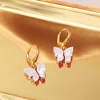 Copper Butterfly Gold White Hoop Stud Earring Pair For Women Bulk