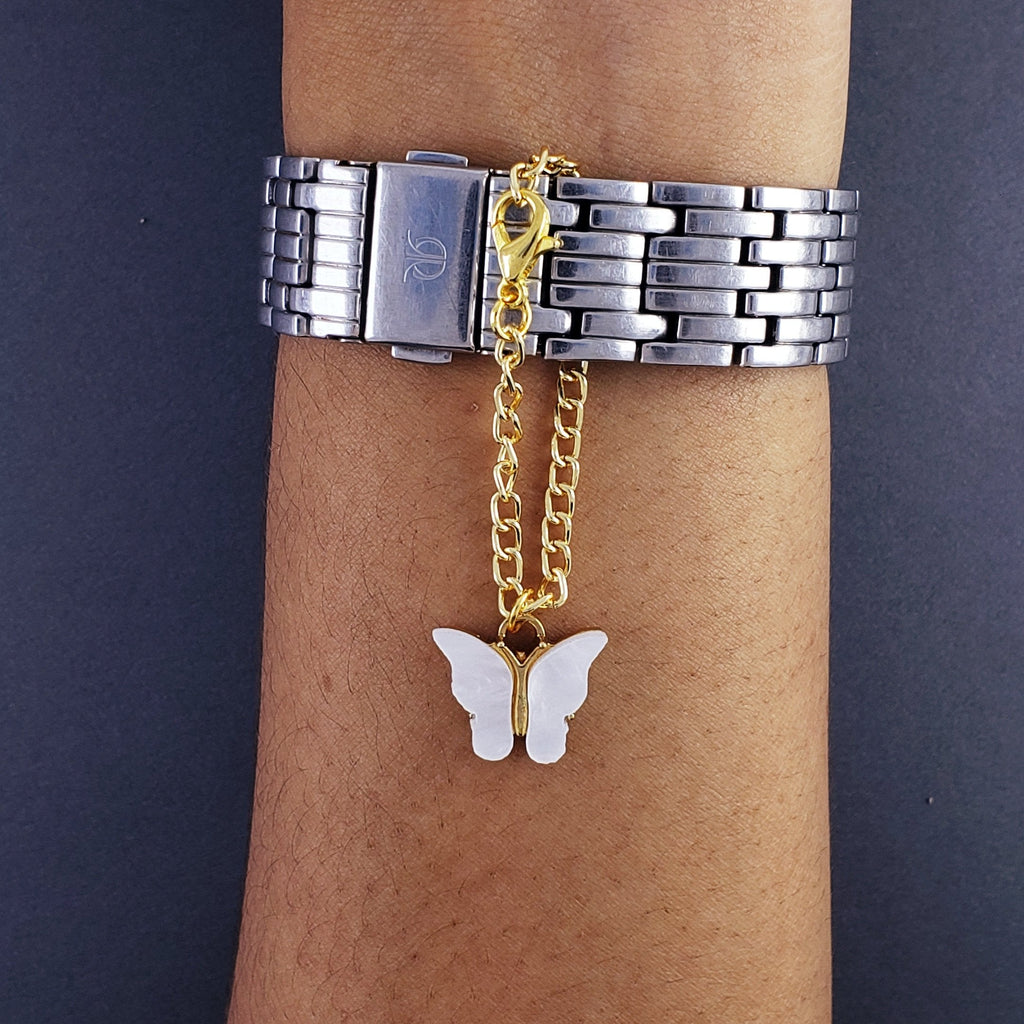 Butterfly Gold White Brass Watch Charm For Women Bulk