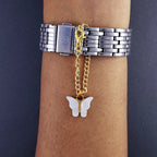 Butterfly Gold White Brass Watch Charm For Women Bulk