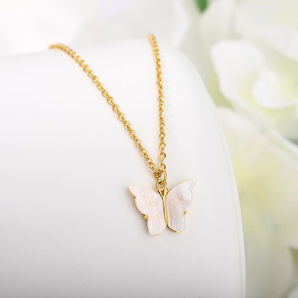 Butterfly White Gold Pendant Chain Necklace Women Bulk