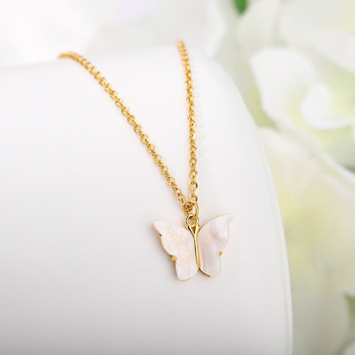 Butterfly White Gold Pendant Chain Necklace Women Bulk
