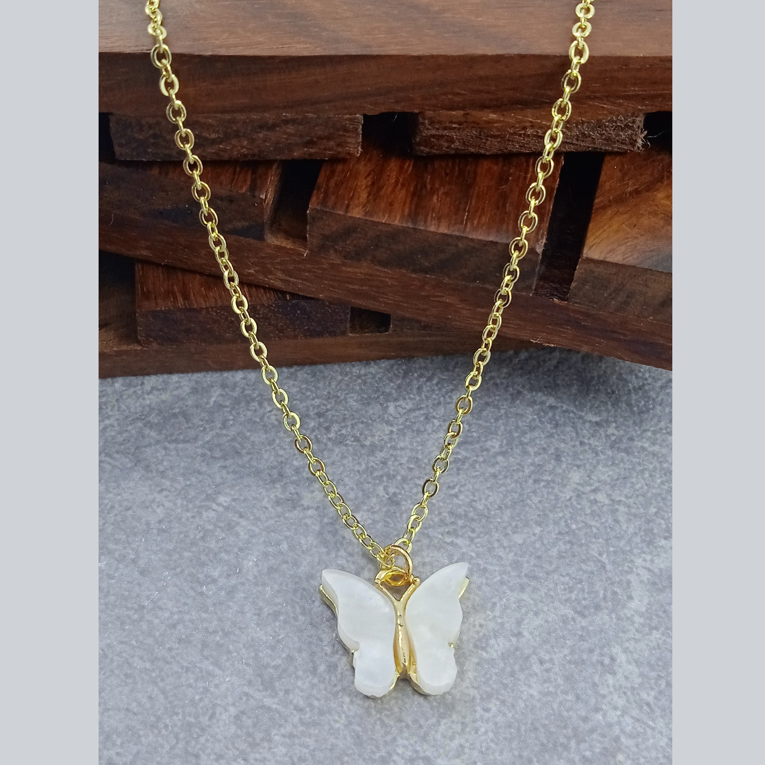 Butterfly White Gold Pendant Chain Necklace Women Bulk