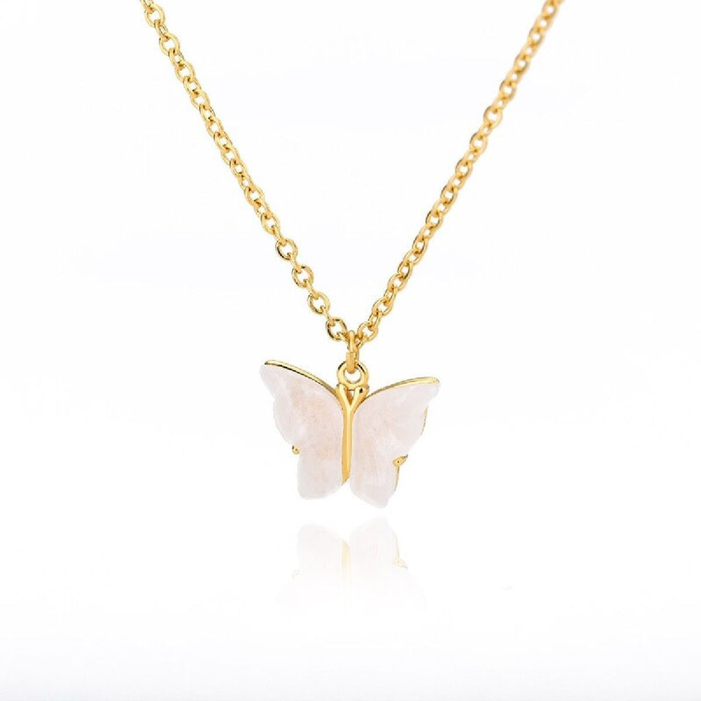 Butterfly White Gold Pendant Chain Necklace Women Bulk