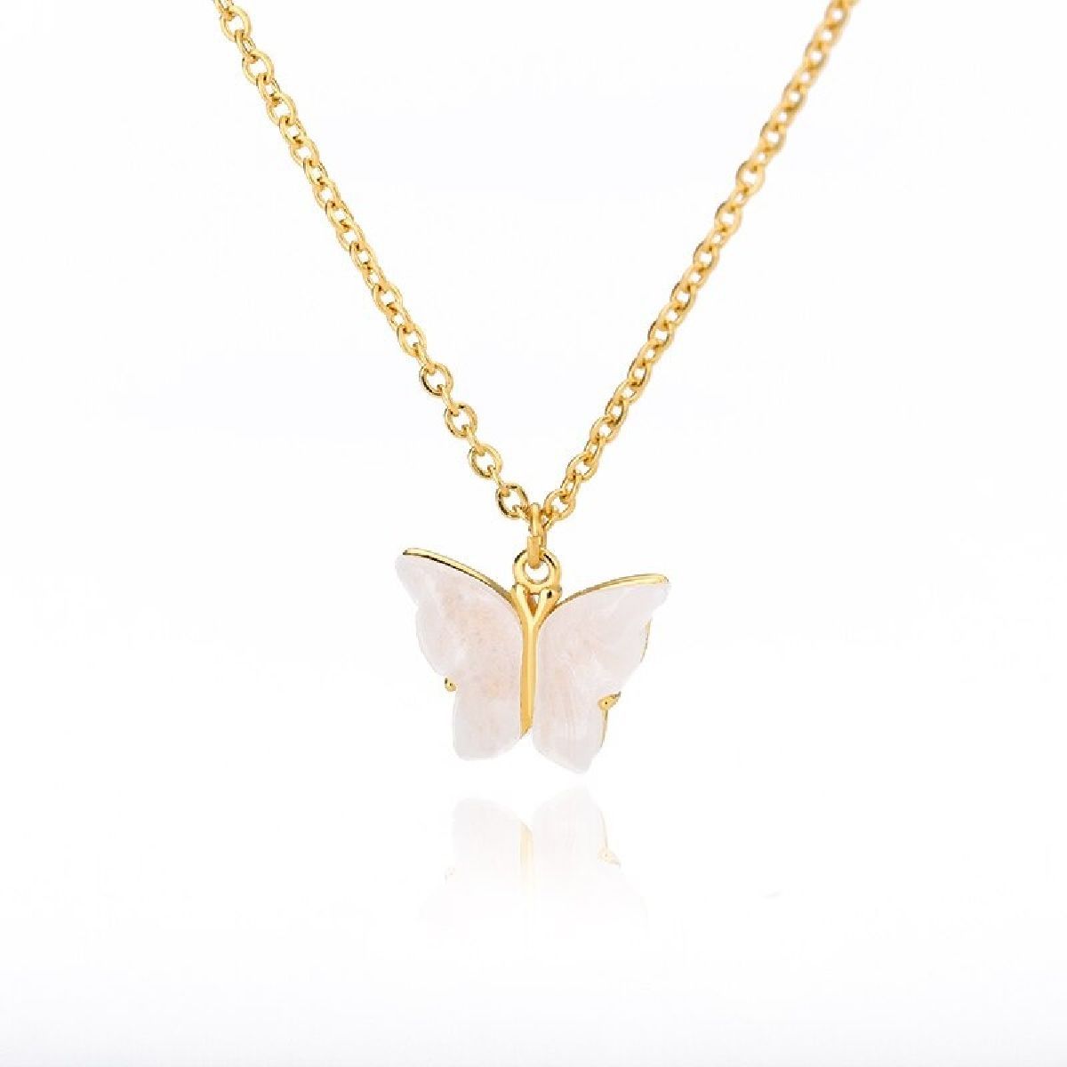 Butterfly White Gold Pendant Chain Necklace Women Bulk