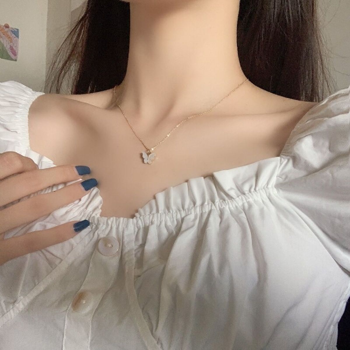 Butterfly White Gold Pendant Chain Necklace Women Bulk