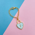 Alloy Gold Heart Lock Watch Charm For Women Blue Bulk