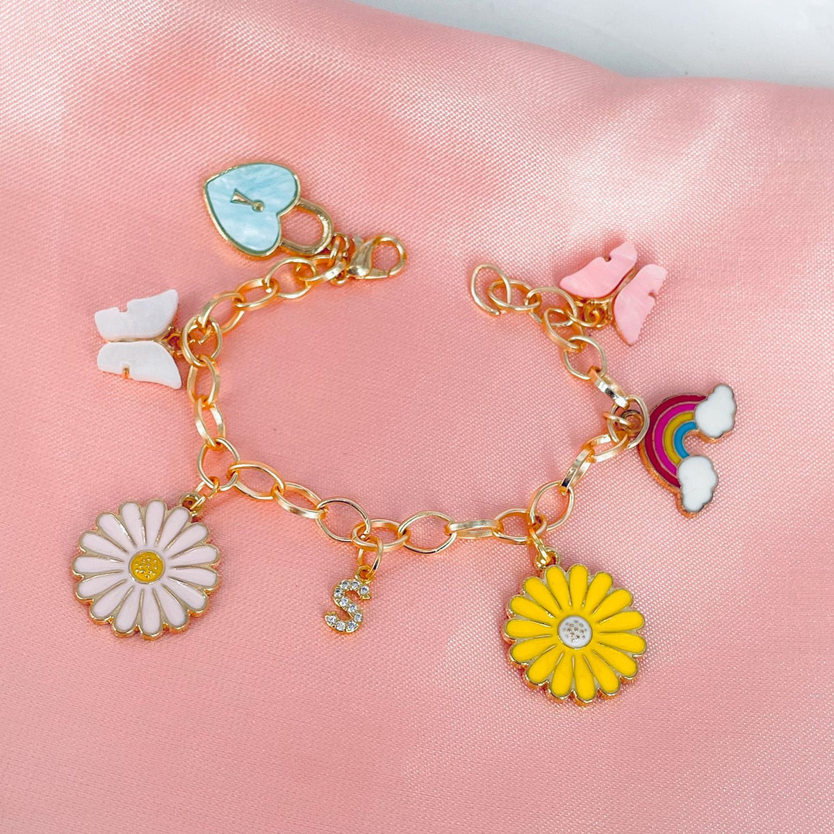 Copper Enamel Gold Alphabet Initial Letter A Bracelet For Women