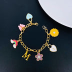 Copper Enamel Gold Alphabet Initial Letter Bracelet For Women Bulk