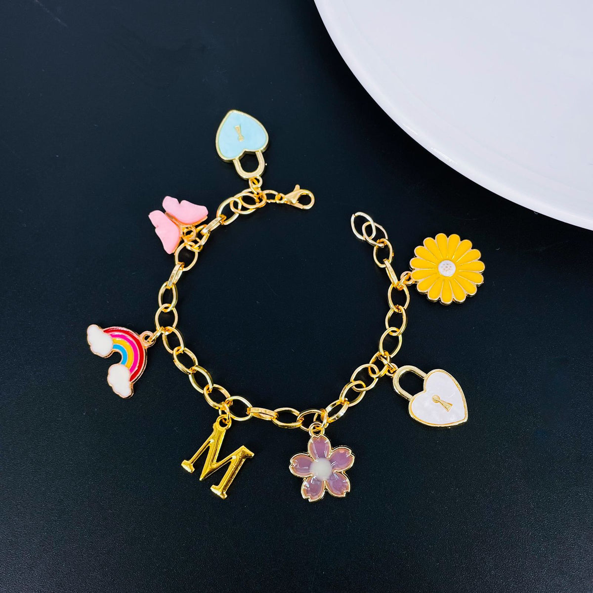 Copper Enamel Gold Alphabet Initial Letter Bracelet For Women Bulk