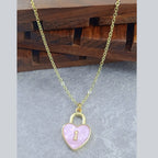 Heart Lock Brass Green Gold Pendant Chain Necklace For Women Bulk