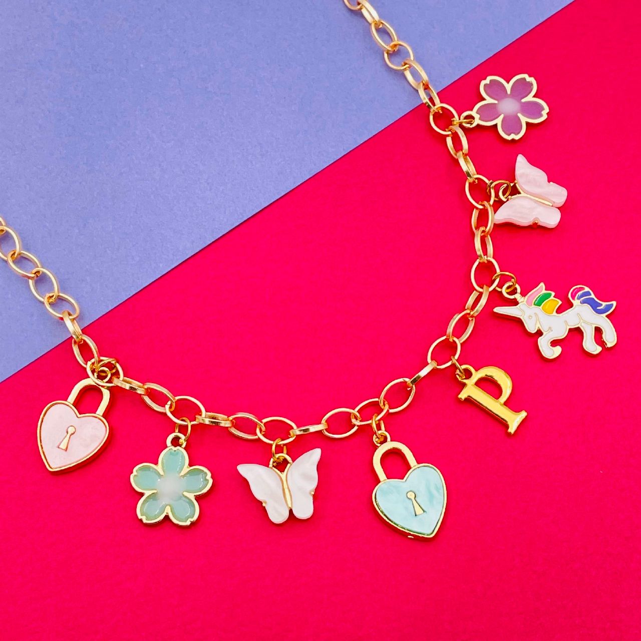 Copper Gold Lettercharms Pendant Necklace Chain For Women Bulk