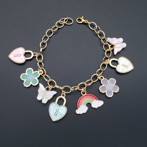 Rainbow Heart Flower Butterfly Gold Copper Customized Bracelet Bulk Main image