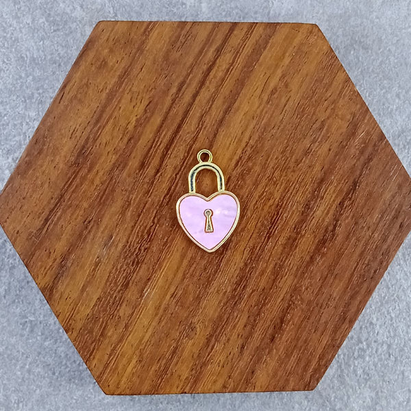 Heart Lock Brass Pink Gold Pendant Centre Pcs For Women Bulk Main image