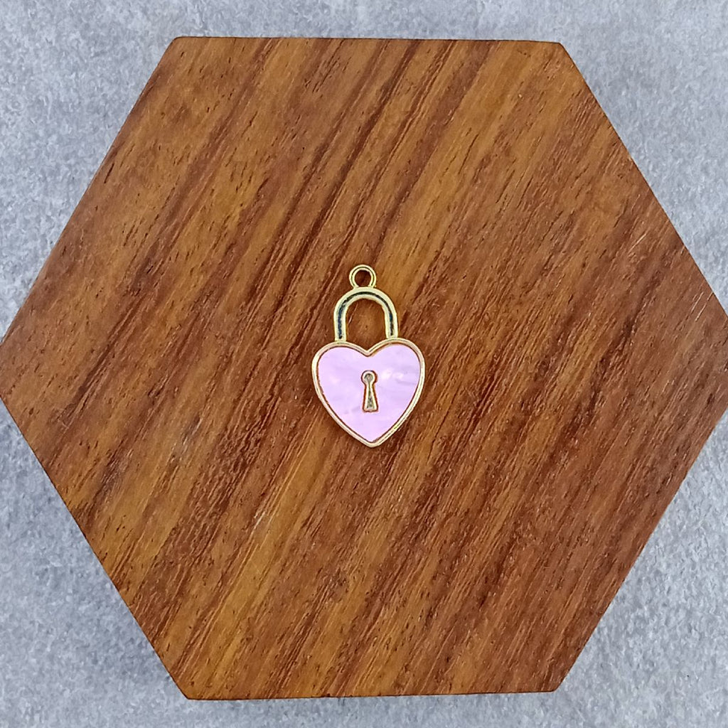Heart Lock Brass Pink Gold Pendant Centre Pcs For Women Bulk
