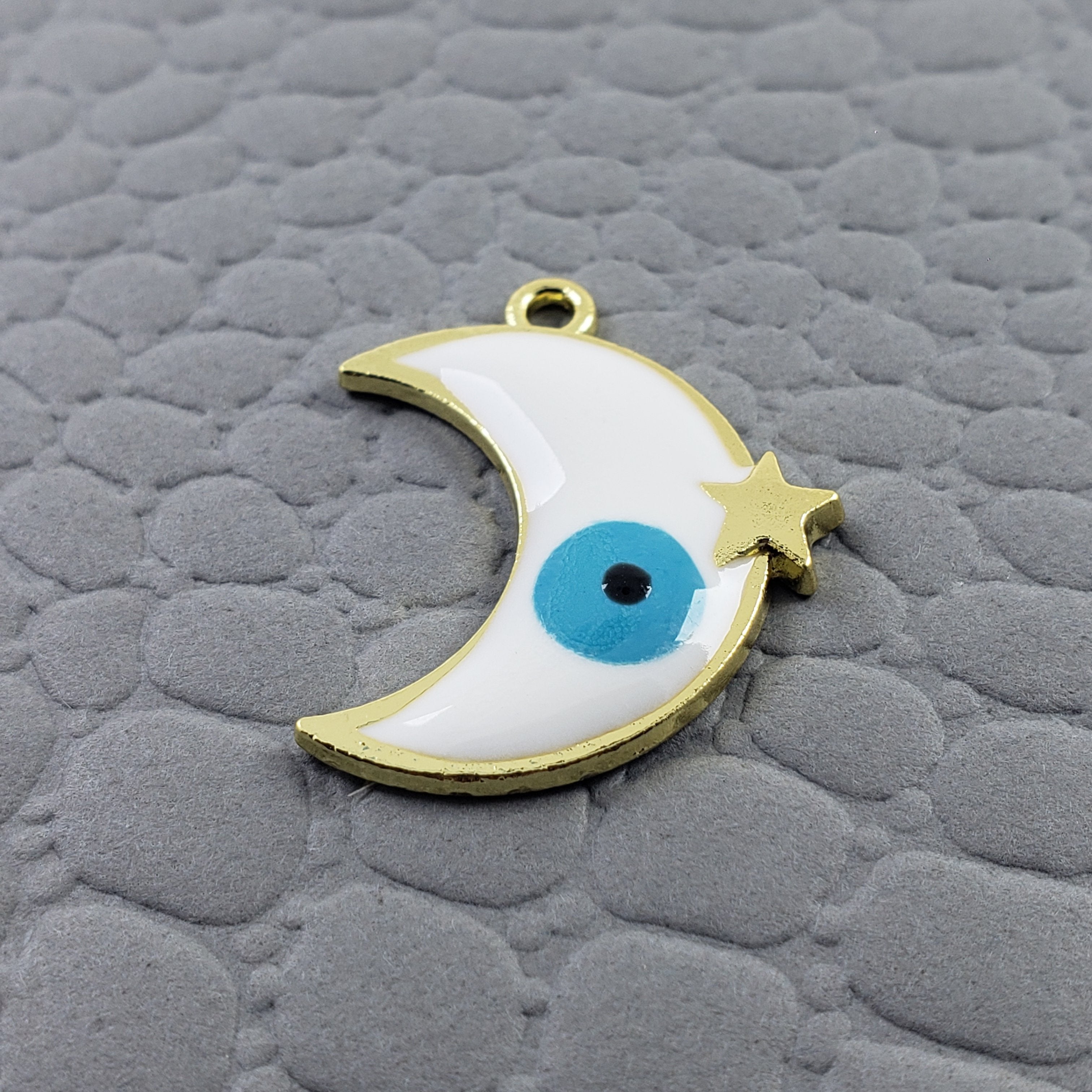Moon Star Evil Eye White Gold Enamel Pendant Chain For Women Bulk Secondary image