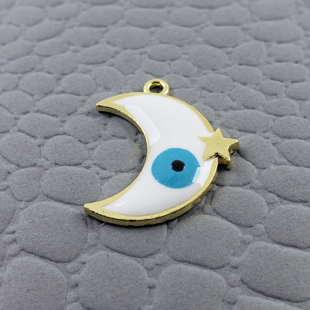 Moon Star Evil Eye White Gold Enamel Pendant For Women Bulk