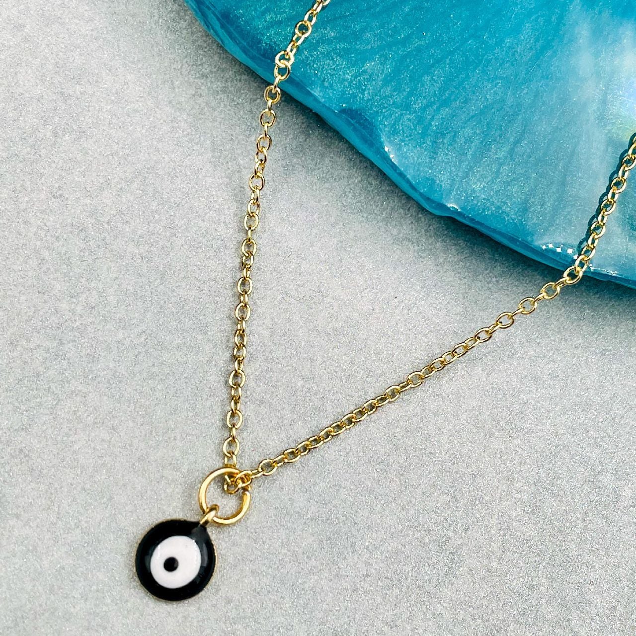 Brass With Enamel Black Gold Evil Eye Pendant Women Girls Bulk Main image
