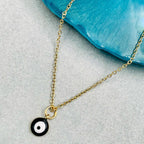 Brass With Enamel Black Gold Evil Eye Pendant Women Girls Bulk