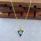 Triangle Evil Eye Black Gold Pendant Chain For Women Bulk