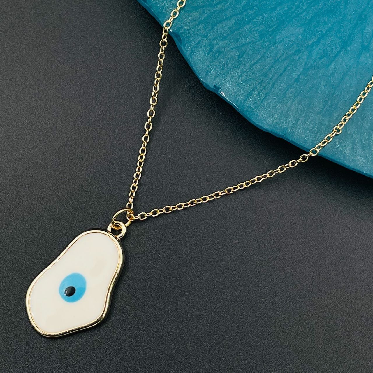 Brass With Enamel White Gold Evil Eye Pendant Women Girls Bulk Main image