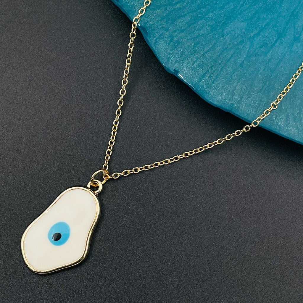 Brass With Enamel White Gold Evil Eye Pendant Women Girls Bulk
