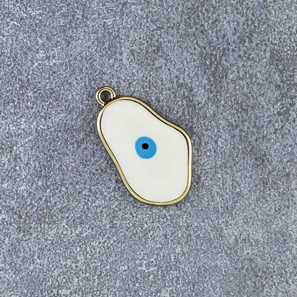 Amoeba Evil Eye Gold White Enamel Pendant For Women Bulk