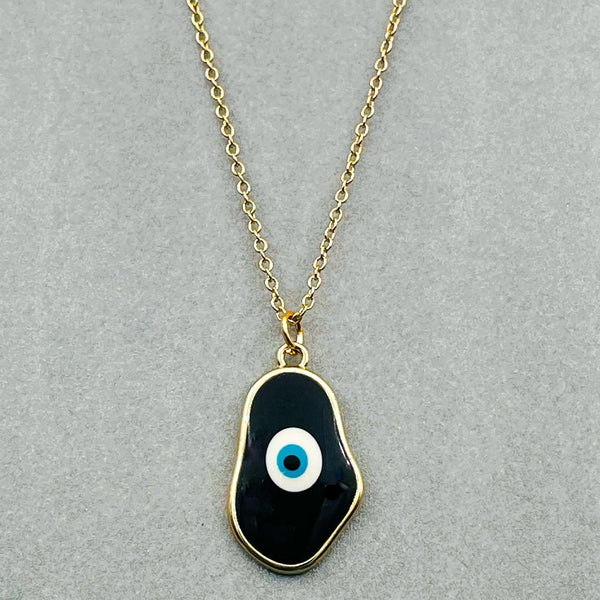 Brass With Enamel Black Gold Evil Eye Pendant For Women Girls Bulk Main image