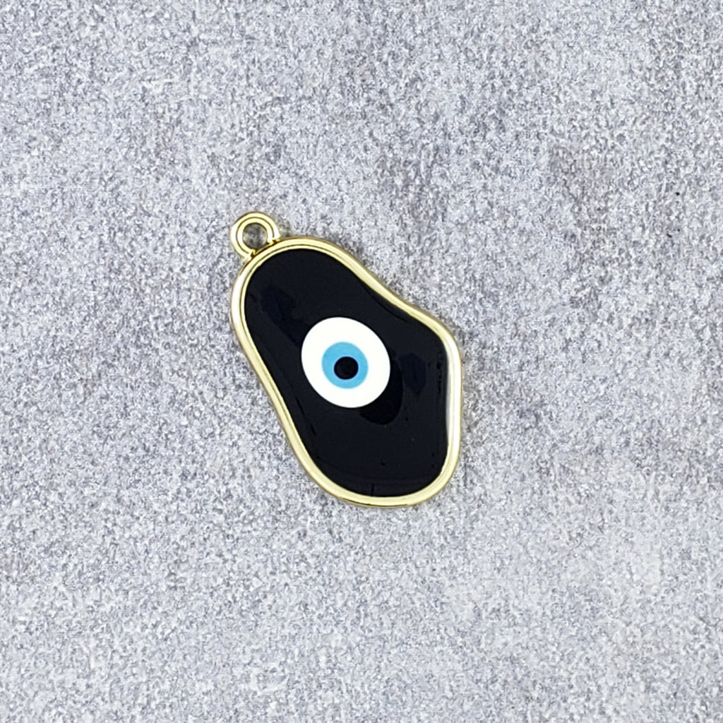 Amoeba Evil Eye Gold Black Enamel Pendant For Women Bulk