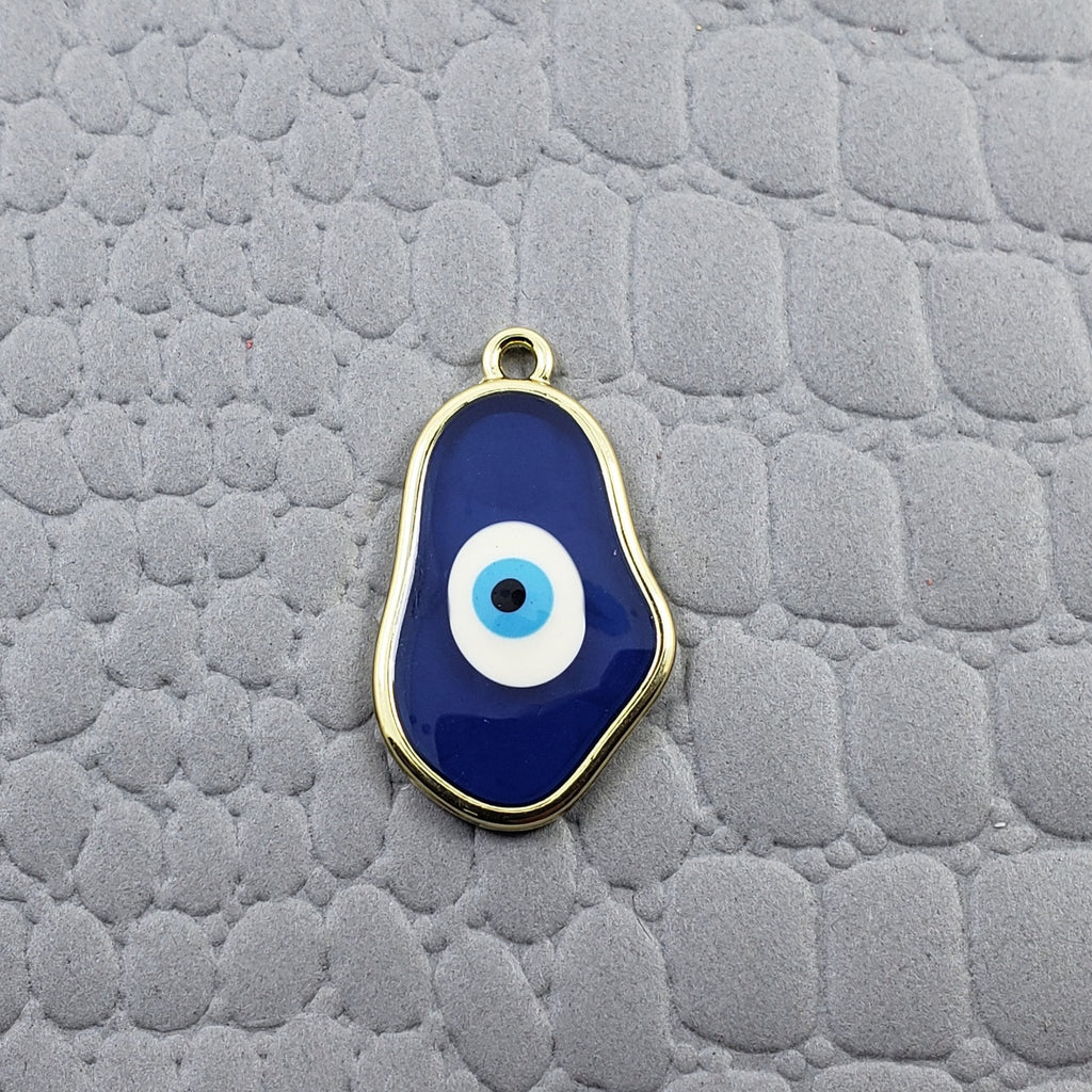 Amoeba Evil Eye Gold Blue Enamel Pendant For Women Bulk