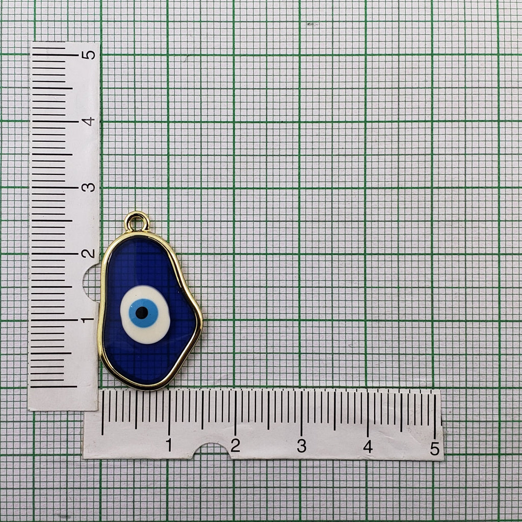 Amoeba Evil Eye Gold Blue Enamel Pendant For Women Bulk