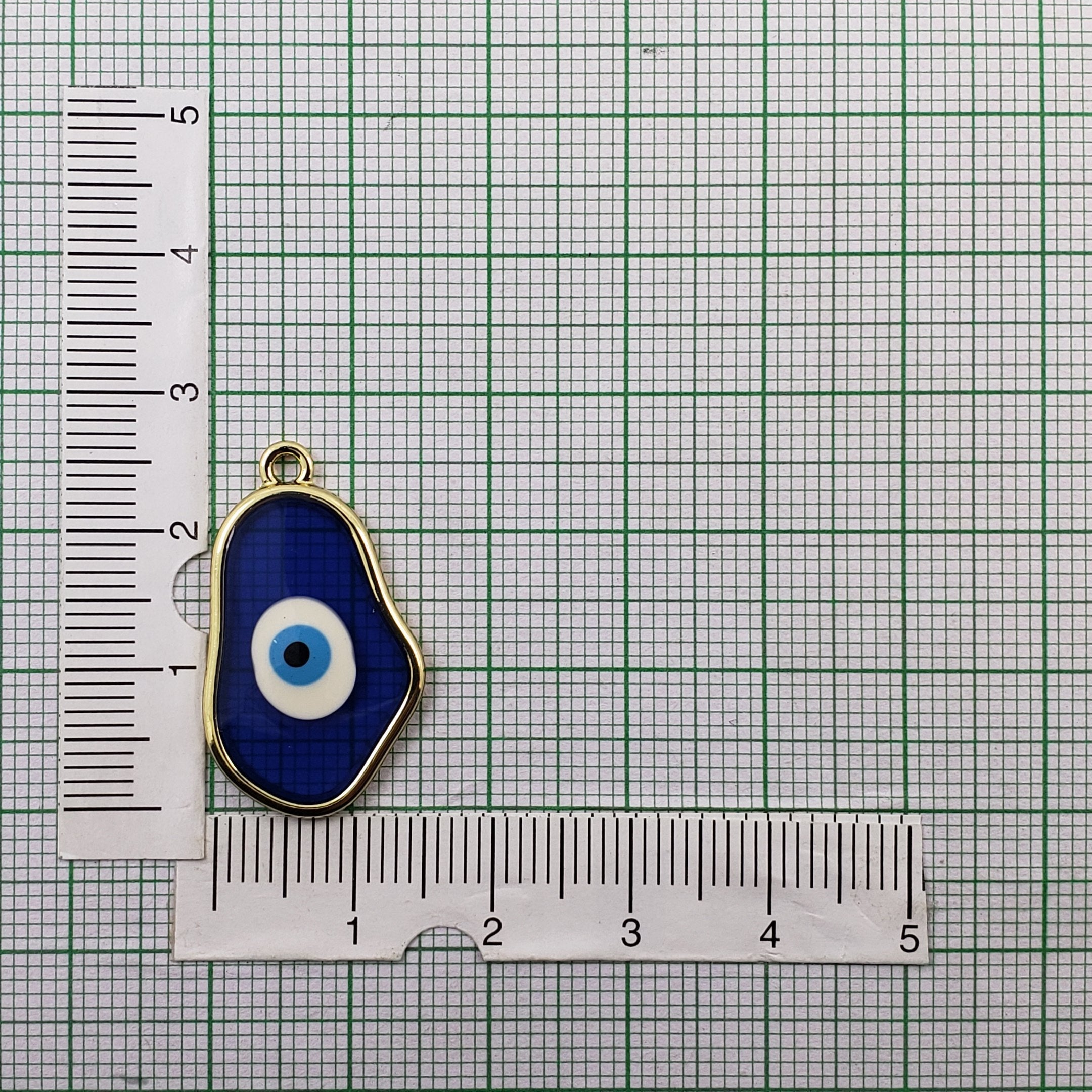 Amoeba Evil Eye Gold Blue Enamel Pendant For Women Bulk