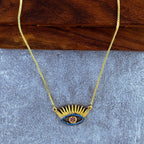 Evil Eye Eyelash Gold Blue Copper Necklace Pendant Chain Women Bulk