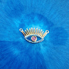 Eyelash Evil Eye Gold Blue American Diamond Pendant Centre Pcs Bulk