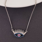 Evil Eye Eyelash Silver Blue Necklace Pendant Chain For Women Bulk
