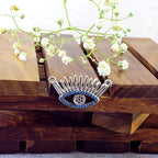 Eyelash Evil Eye Silver Blue American Diamond Pendant Centre Pcs Bulk
