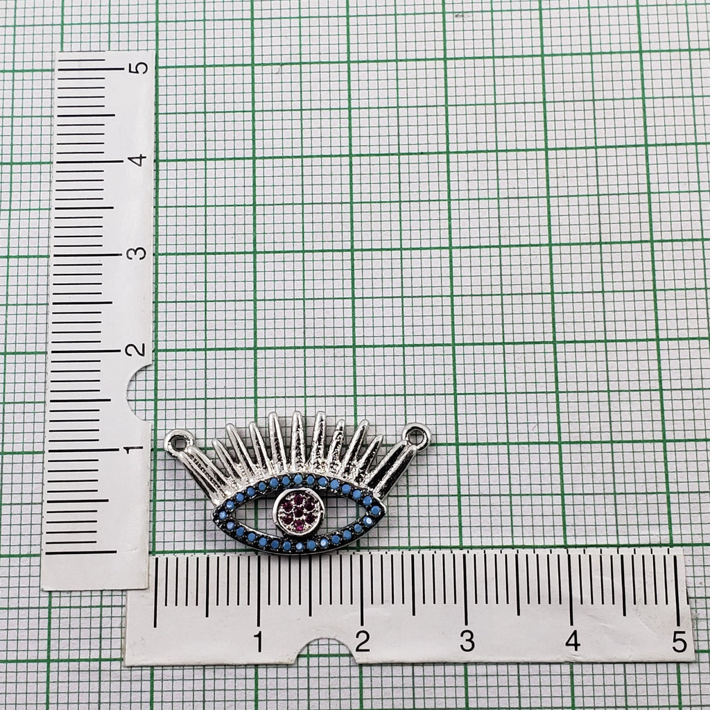 Eyelash Evil Eye Silver Blue American Diamond Pendant Centre Pcs Bulk